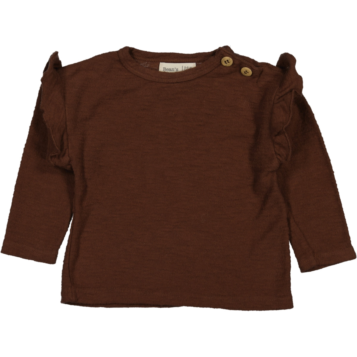 AXEL- Slub cotton jersey Frilly T-shirt Brown