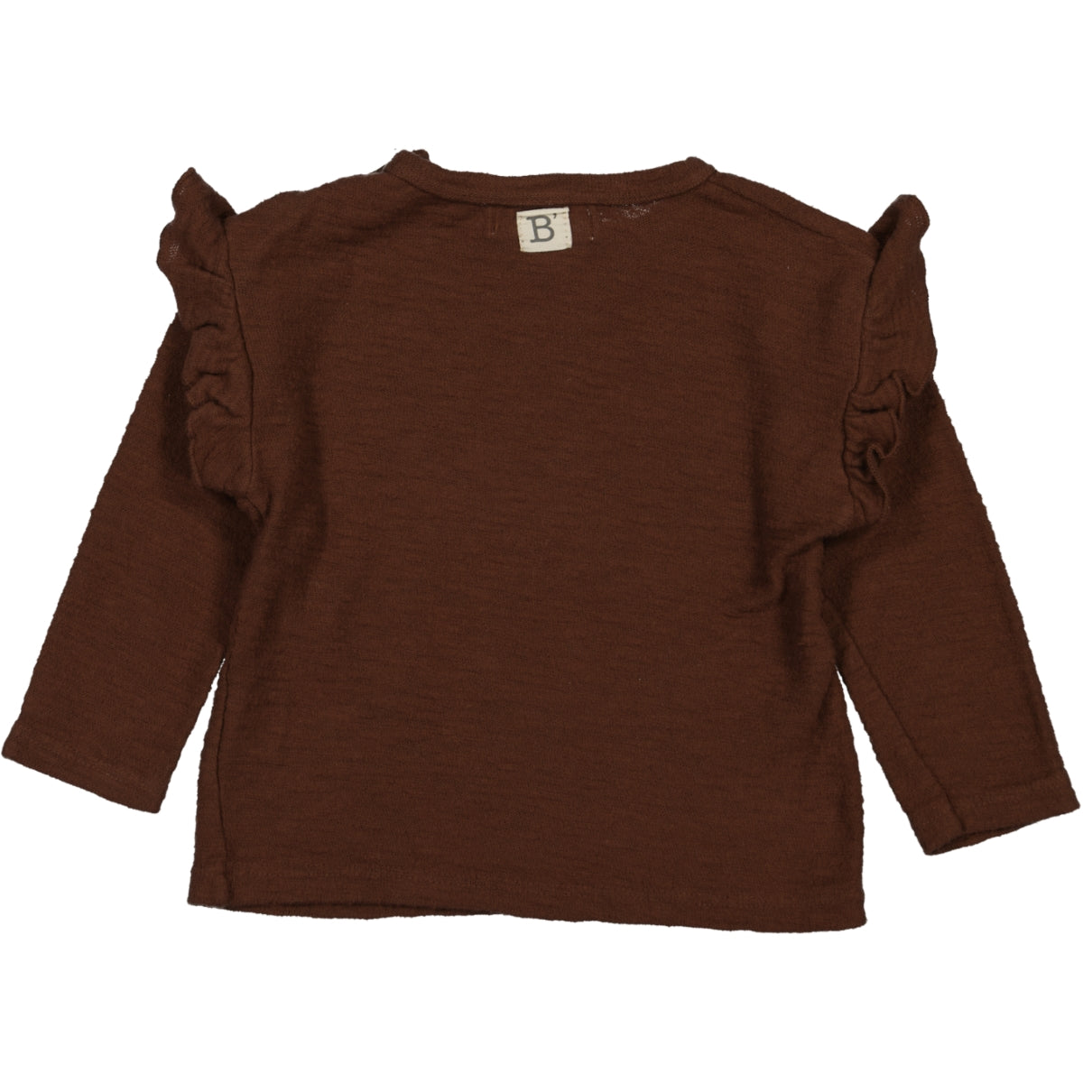 AXEL- Slub cotton jersey Frilly T-shirt Brown