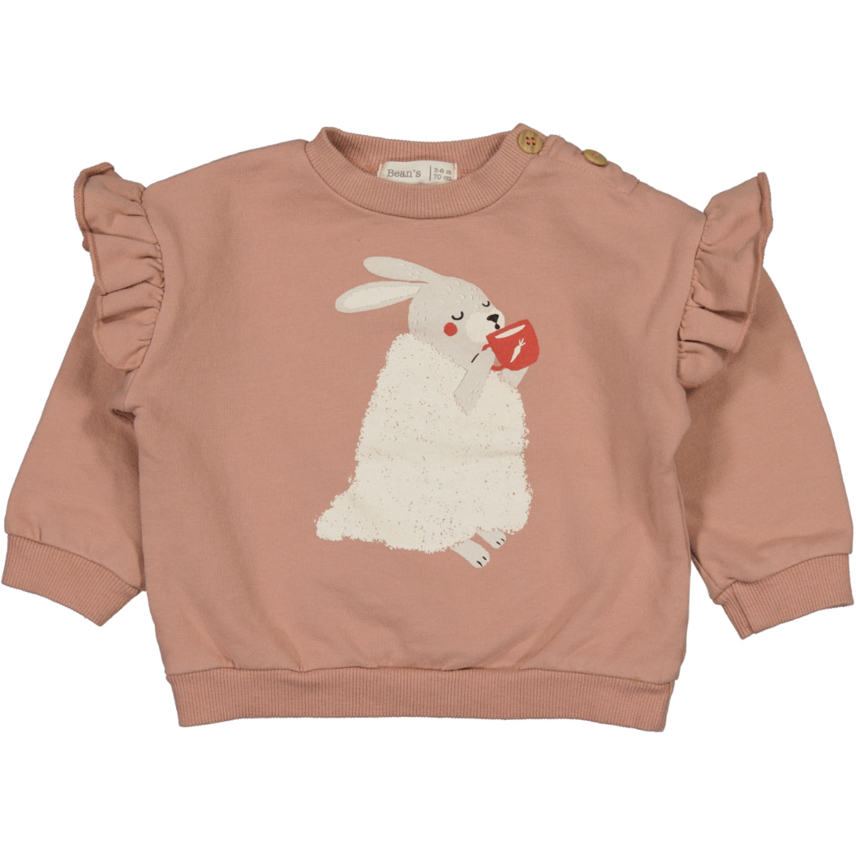 OLIVIA- Frilly sweatshirt Print Old Pink