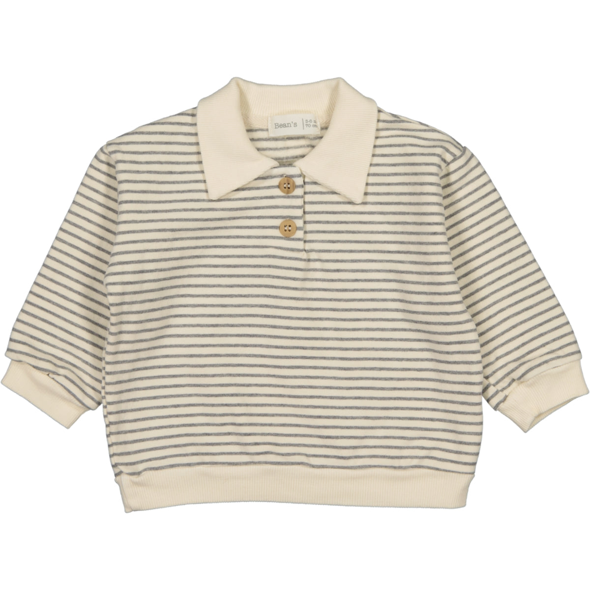 POL- Striped Polo sweatshirt Ecru