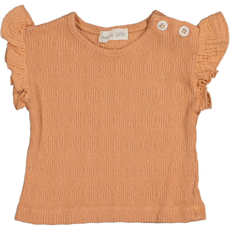 PELICAN- Pointelle frilly T-Shirt Apricot