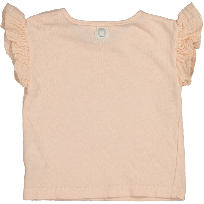 PELICAN- Linen jersey frilly T-Shirt Pink