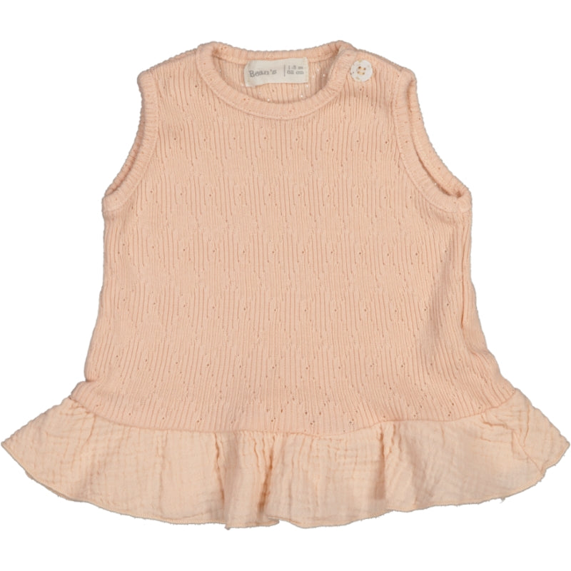 TURTLE- Pointelle frilly Tank T-shirt Pink